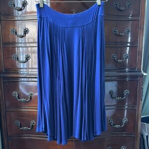 Blue Pleated Midi Skirt